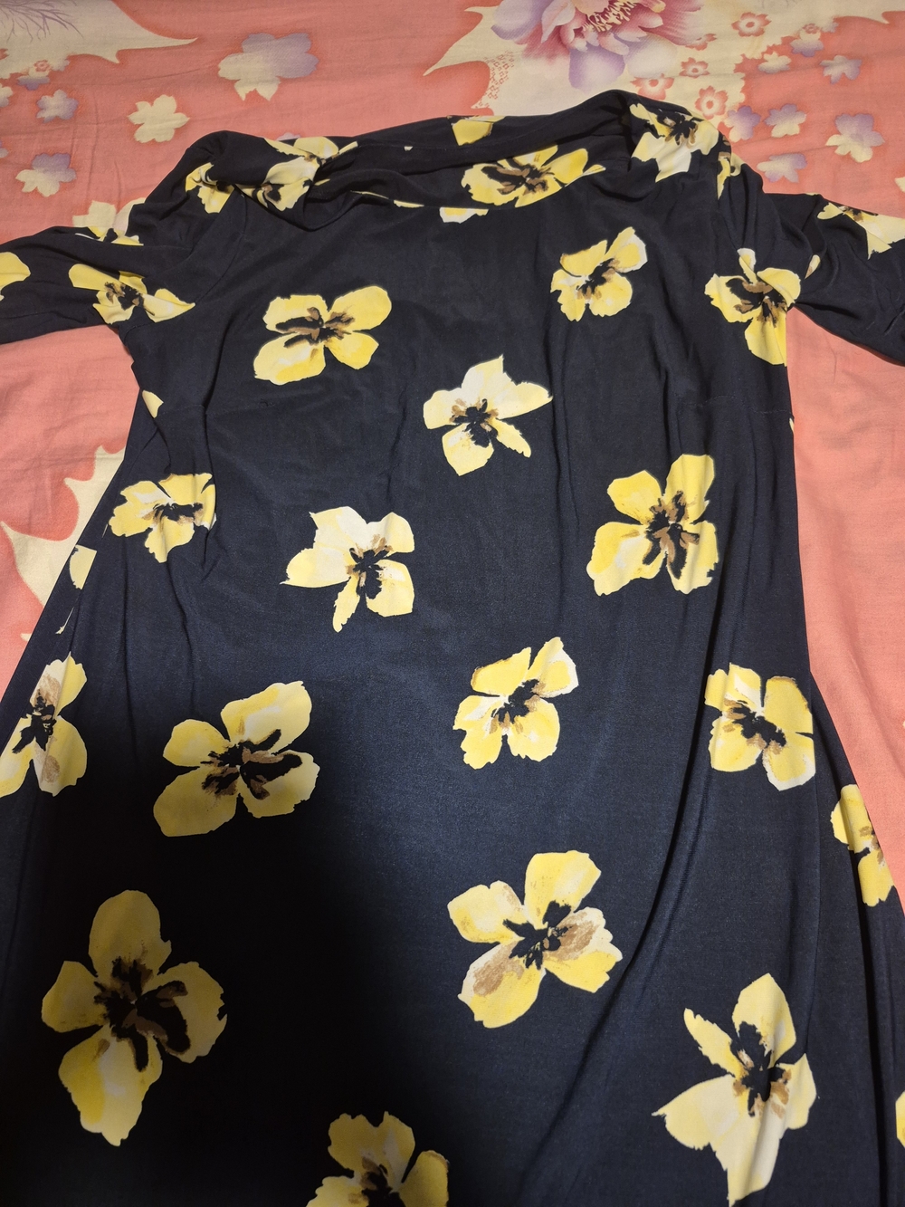 Women’s Navy Floral Dress with Yellow Print
